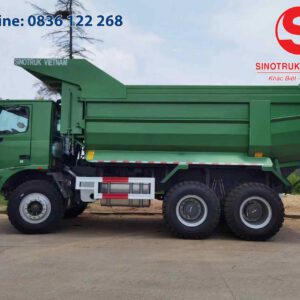 XE BEN MỎ HOWO BÁ VƯƠNG 70 TẤN ĐẦU LỆCH